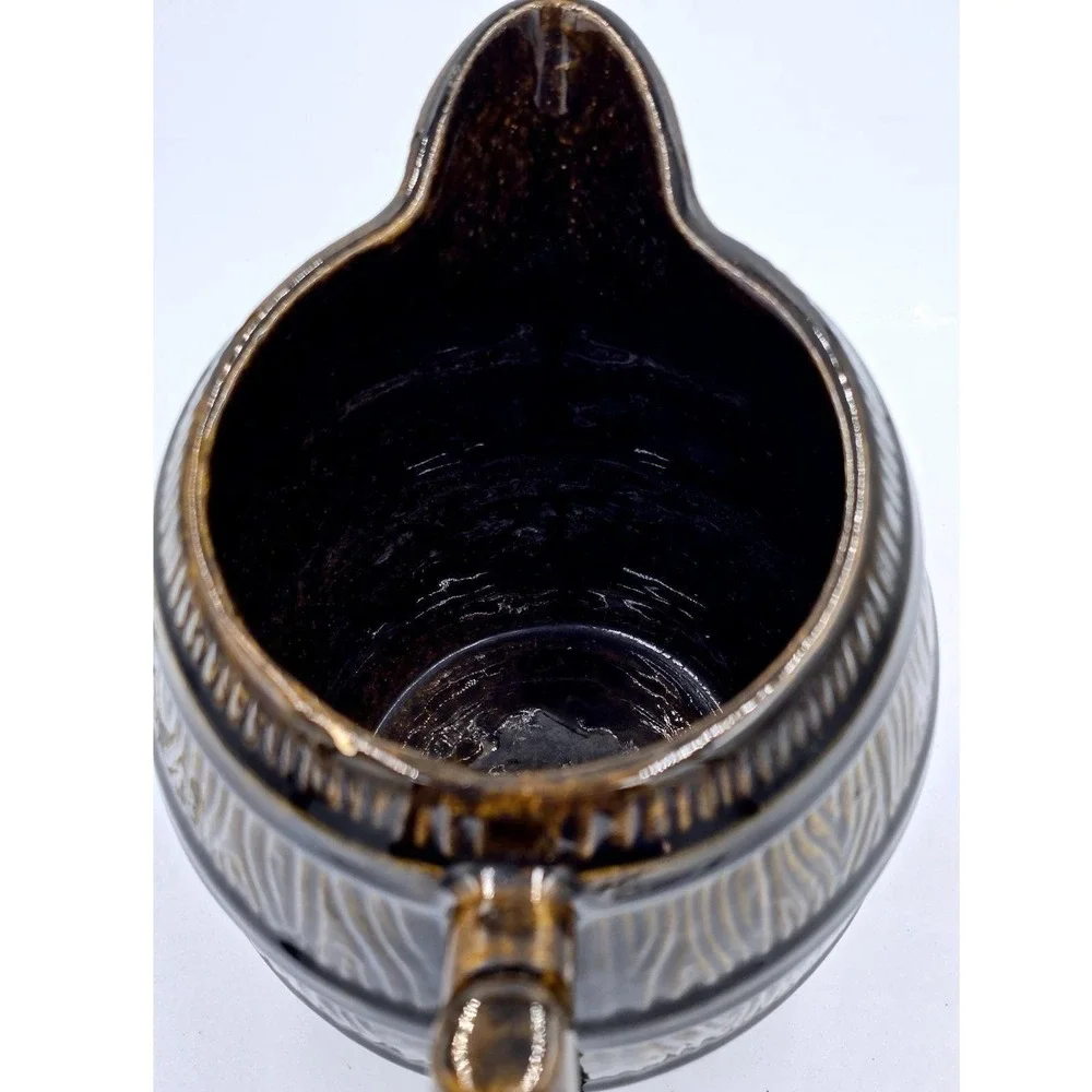 RARE Robinson Ransbottom Brown‎ Barrel Pitcher Roseville RRP Co Pottery USA Made